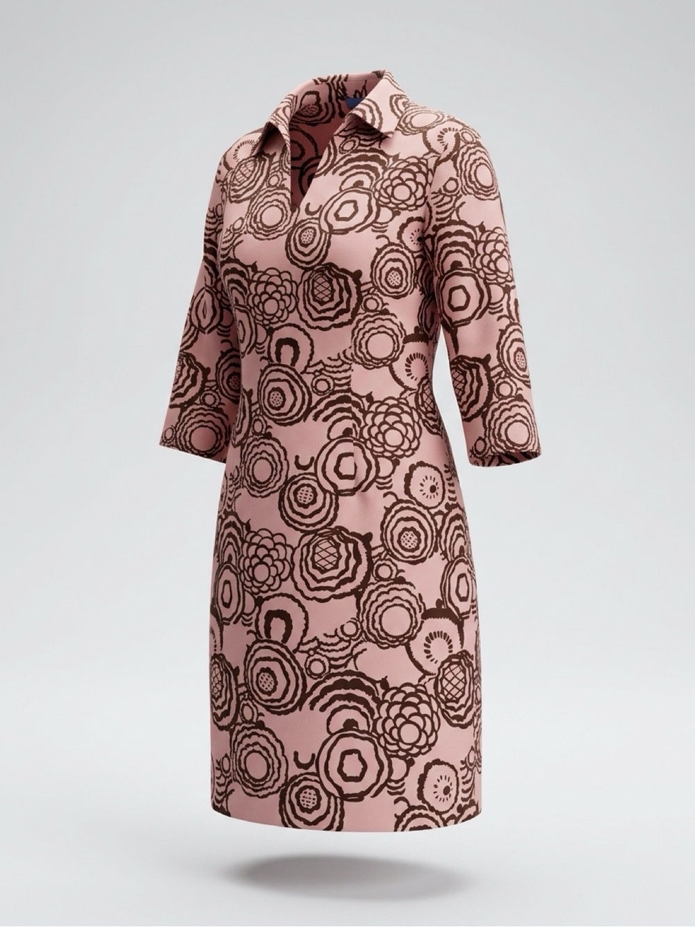 J. McLaughlin Pink Dress with Brown Floral Motif